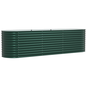 Bază De Grădină Ridicată Verde 320X80X81 Cm Din Oțel Galvanizat