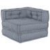 Canapea Modulară Cu 3 Locuri Pouffe Convertibilă Din Pânză Gri