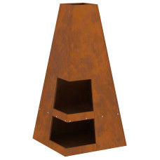 Cuptor De Foc  Cu Depozitare Pentru Lemne 50X50X100 Cm Oțel Rezistent La Intemperii