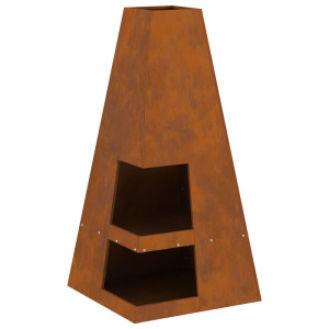 Cuptor De Foc  Cu Depozitare Pentru Lemne 50X50X100 Cm Oțel Rezistent La Intemperii