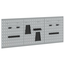 Panouri Perforate  3 Bucăți Cu 15 Accesorii Gri 50X60 Cm Din Oțel