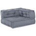 Canapea Modulară Cu 3 Locuri Pouffe Convertibilă Din Pânză Gri