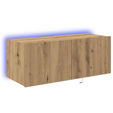 Cabinet De Perete Pentru Tv Cu Lumini Led Stejar Artisan 80X35X31 Cm