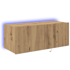 Cabinet De Perete Pentru Tv Cu Lumini Led Stejar Artisan 80X35X31 Cm