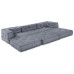 Canapea Modulară Cu 3 Locuri Pouffe Convertibilă Din Pânză Gri
