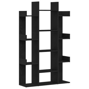 Bibliotecă  Neagră Din Stejar 86X25,5X140 Cm Din Lemn Prelucrat