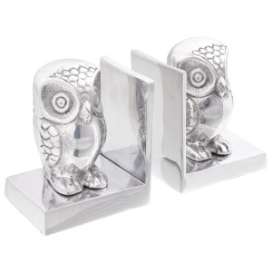 Suporturi Decorative Pentru Cărți  2 Buc Silver 7X9X11 Cm Aluminiu Bufniță