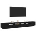 Cabinet Tv  Cu Lumini Led, Stejar Negru, 300X35X40 Cm, Lemn Compozit