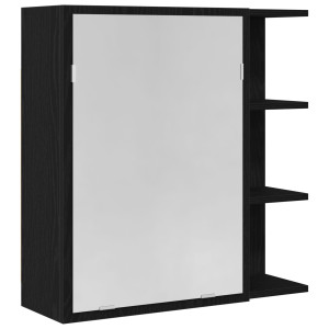 <Strong>Cabinet Cu Oglindă Pentru Baie  Negru Stejar 62,5X20,5X64Cm Lemn Prelucrat</Strong>