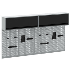 Set De Cabinet De Unelte Și Tablă Perforată, 6 Piese, Montat Pe Perete, Metal Negru