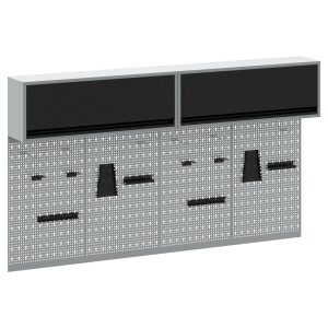 Set De Cabinet De Unelte Și Tablă Perforată, 6 Piese, Montat Pe Perete, Metal Negru